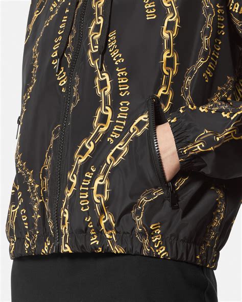 versace black and gold thin jacket|Versace windbreaker.